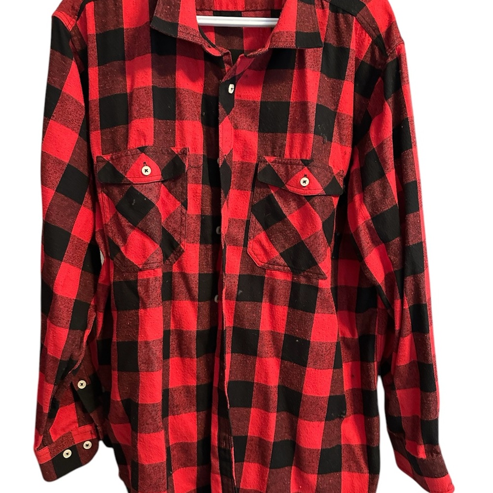 Red and Black Plaid Flannel Shirt